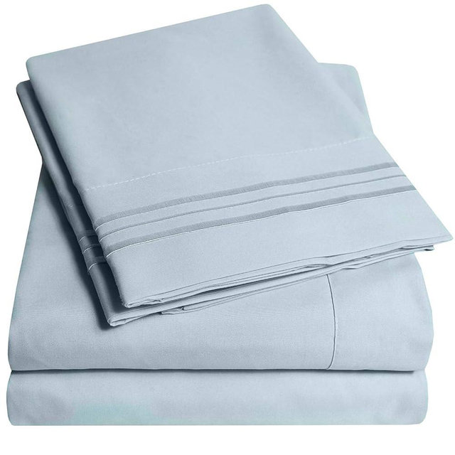 1500 Supreme Collection Full Sheet Sets Misty - Luxury Hotel Bed Sheets and Pillowcase Set for Full Mattress - Extra Soft, Elastic Corner Straps, Deep Pocket Sheets, Full Misty