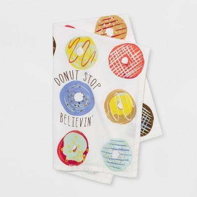28"x18" Donut Stop Believing Flat Weave Kitchen Towel - Opalhouse™