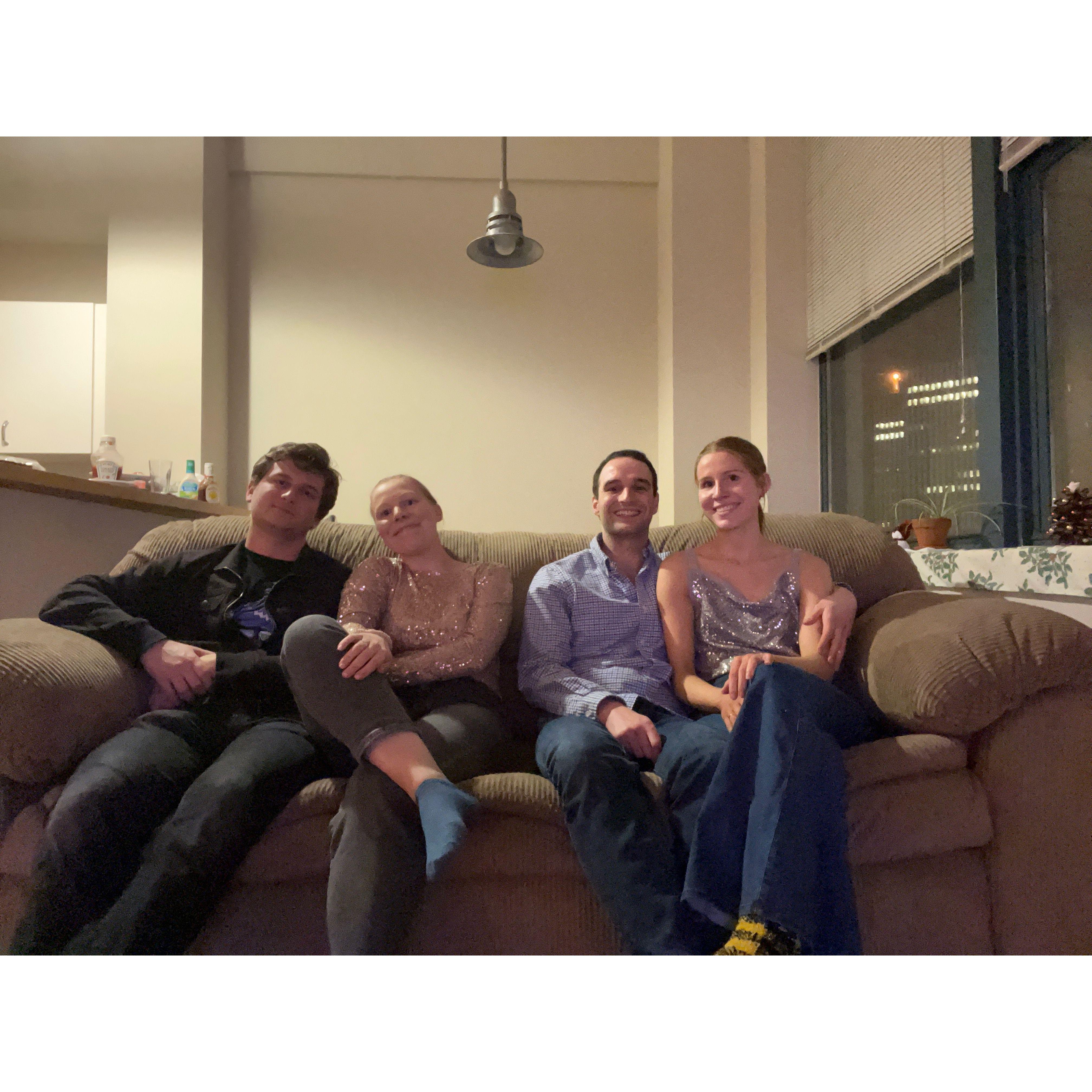 December 31st, 2021: Our first New Year's Eve together spent in downtown Pittsburgh with Christine and Aaron. We started the night together at Chris's downtown apartment before watching fireworks.