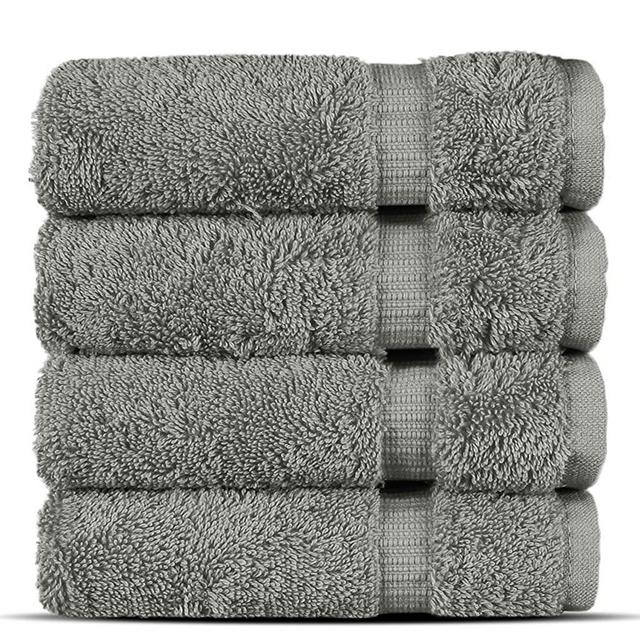 DecorRack 4 Large Kitchen Towels, 100% Cotton, 15 x 25 inches, Absorbent  Dish Drying Cloth, Perfect for Kitchen, Solid Color Hand Towels, Gray (4
