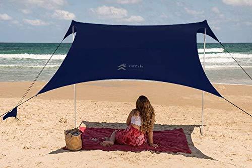 Artik Family Beach Tent Canopy Sunshade with Sandbag Anchors - Simple & Versatile. SPF50, Lycra Sun shelter for The Beach,Camping and Outdoors