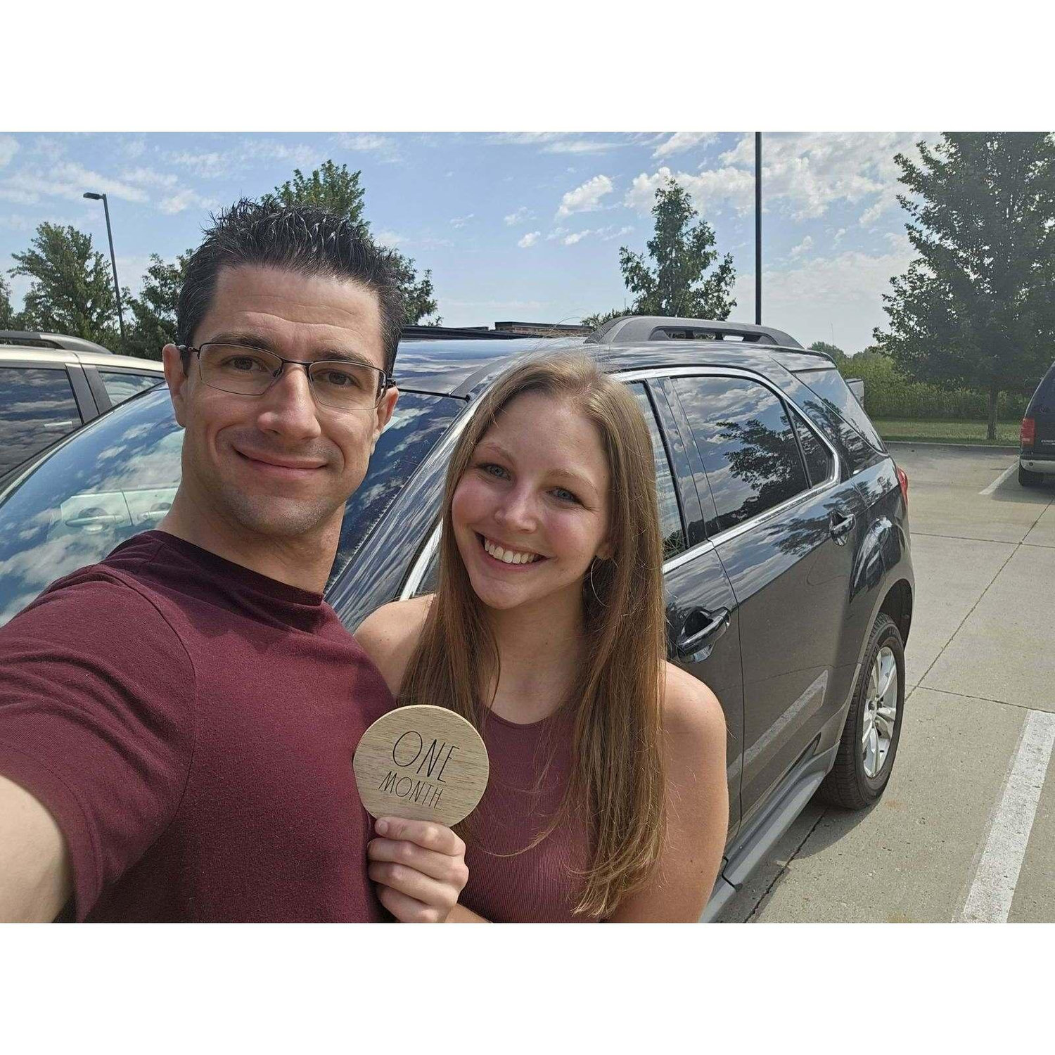 1 month* - Our third-date roadtrip from Arizona to Iowa. *We took monthly photos to represent something that we did together during that month of dating.