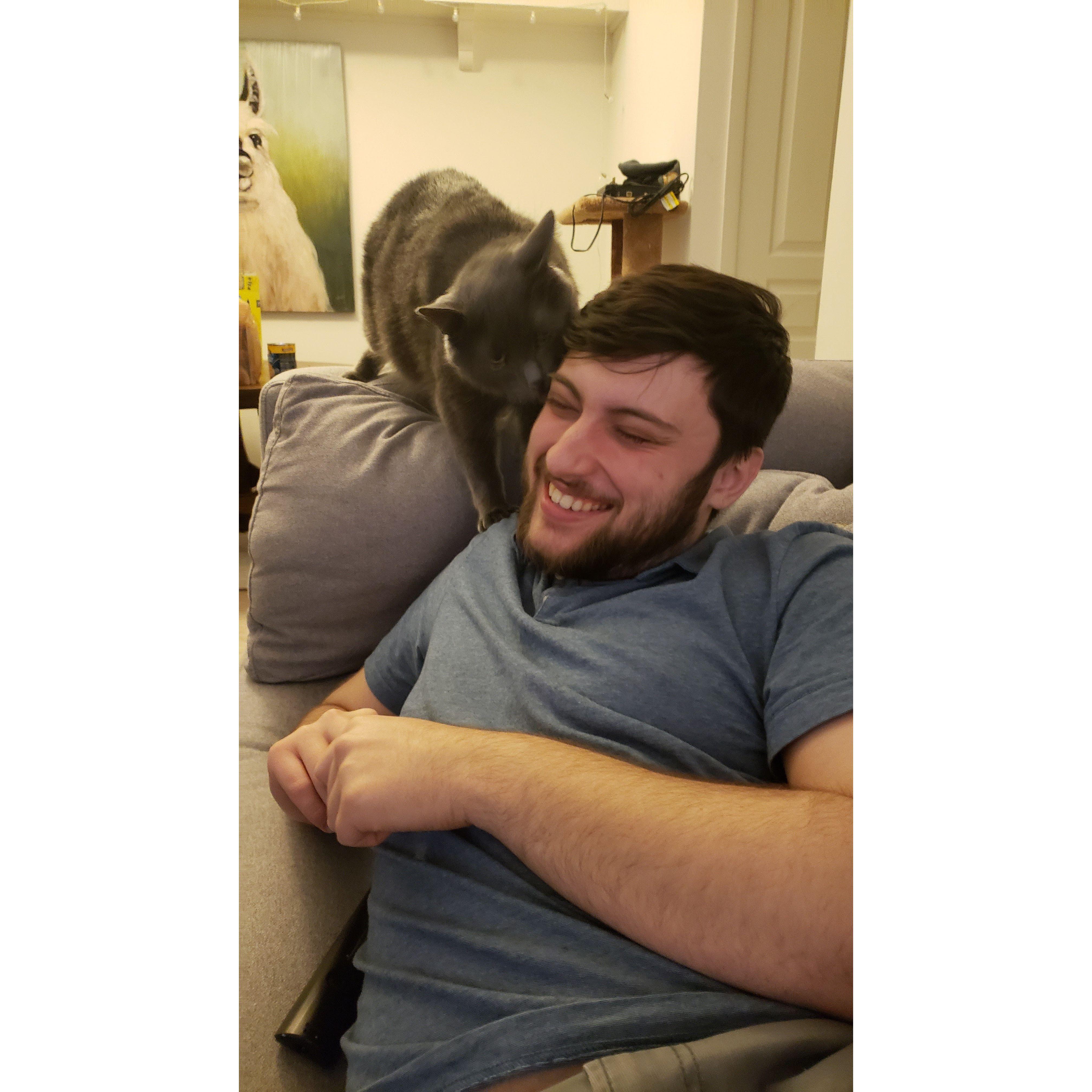 Goose giving his new owners a taste January 2020