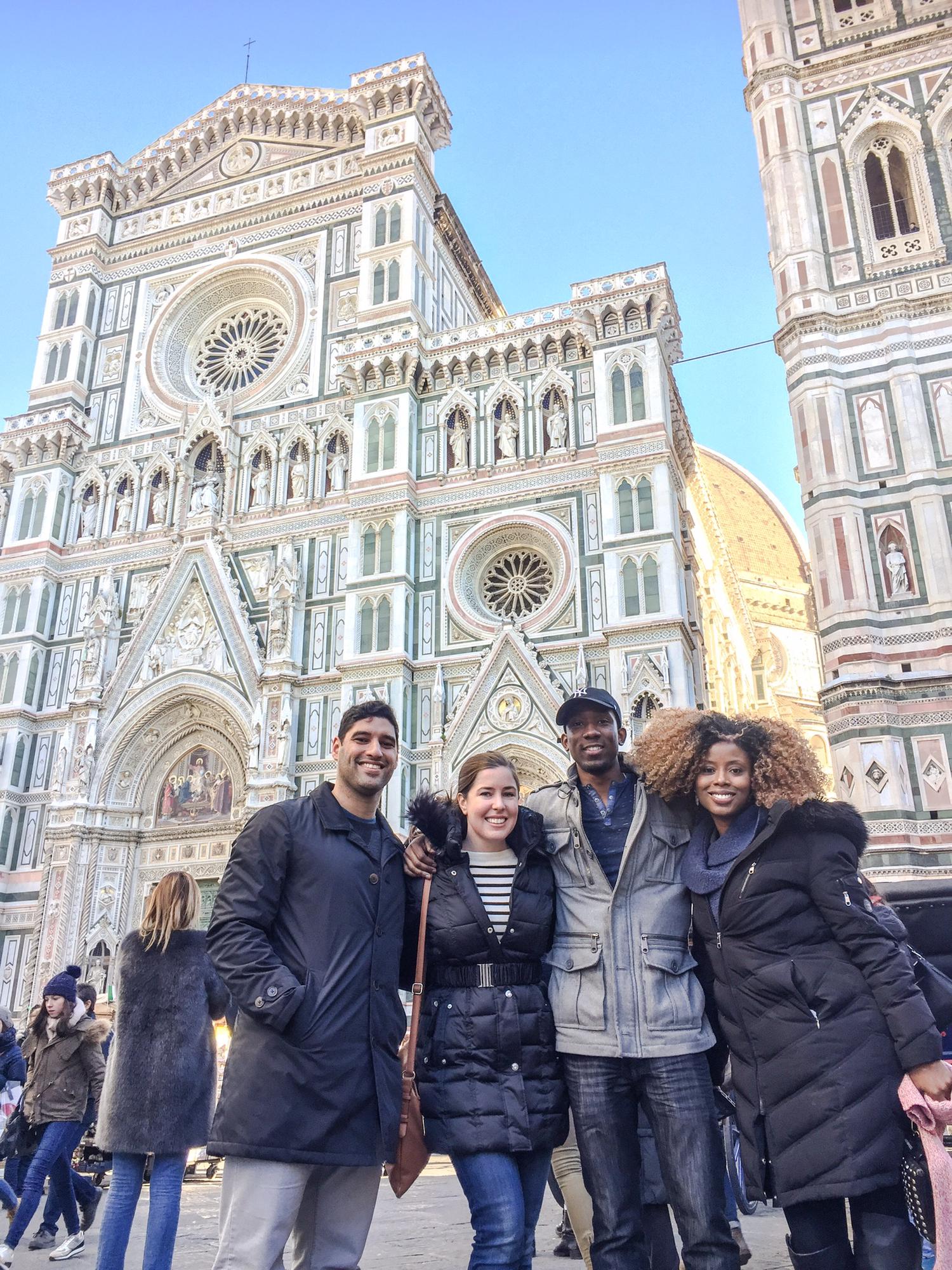 Visiting Florence (Firenza) after staying in a Haunted Chateau we look bright and bushy tailed for our travels! Honestly happy to be alive, haha!