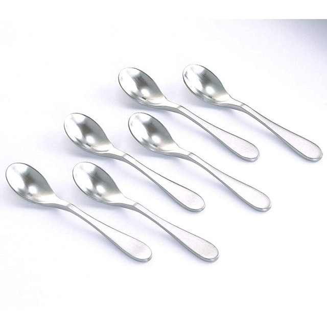 Knork 18/0 Stainless Steel Demitasse Spoon (Set of 6), Matte Silver