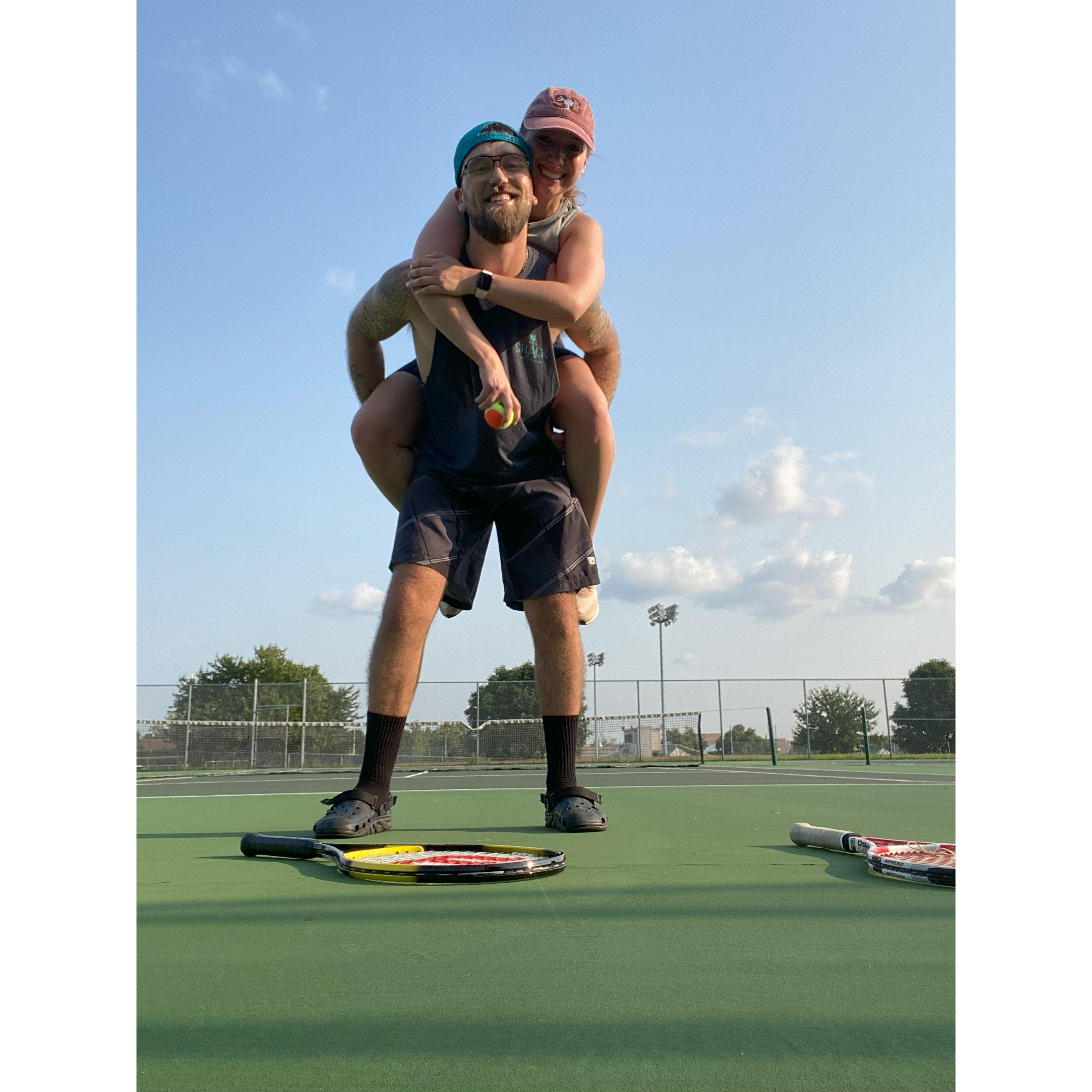 July 19, 2021 - Austin's attempt at teaching Alexis tennis