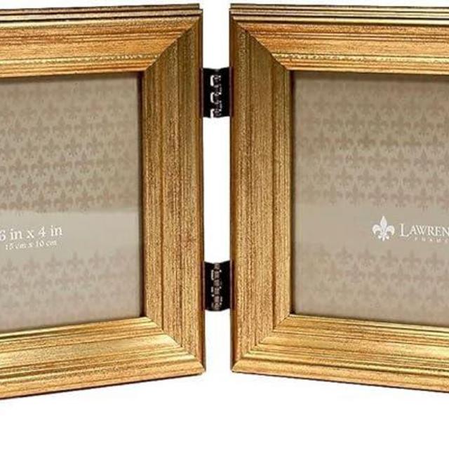 Lawrence Frames 6x4 Hinged Double Sutter Burnished Gold Picture Frame