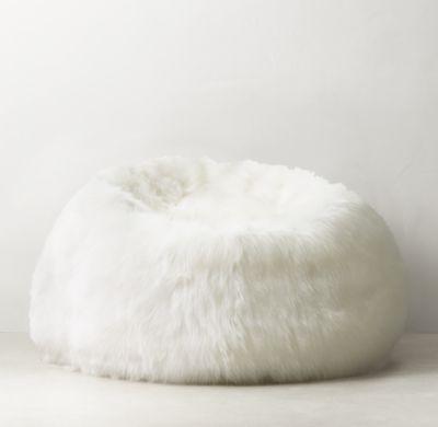 Kashmir Faux Fur Bean Bag - White