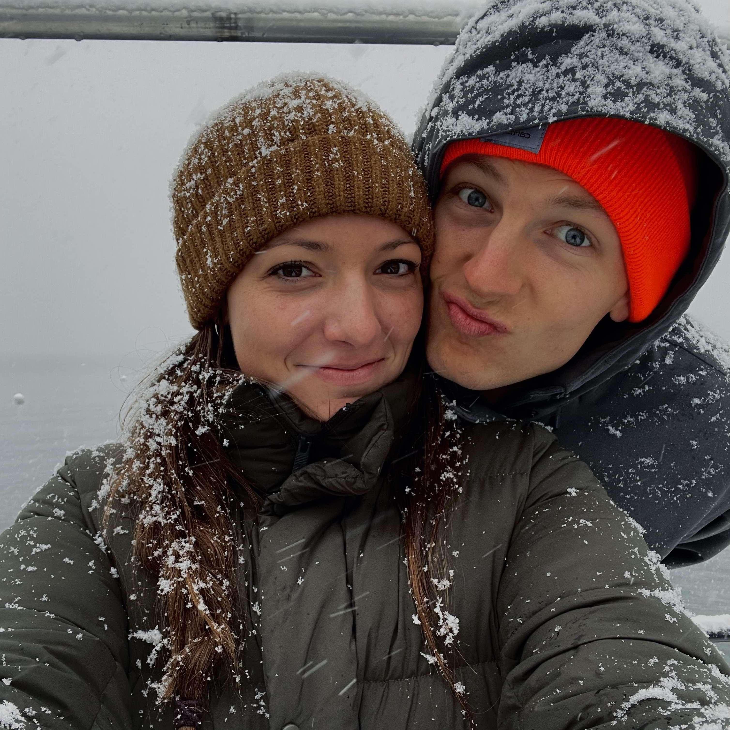 Snowed on for M's first time in Tahoe.