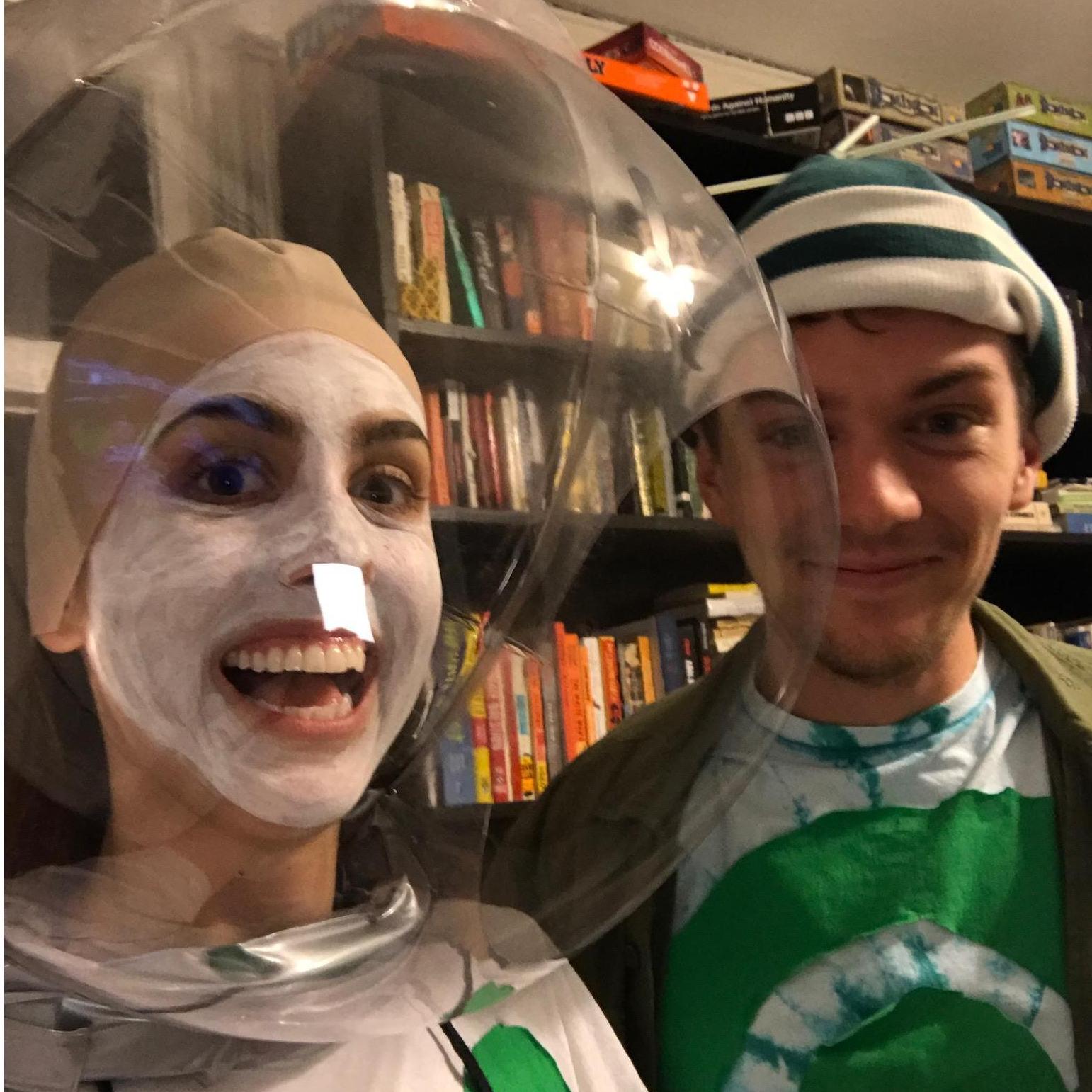 Halloween of Pokemon Go! Alicia was an incubating egg and Collin was a pokestop