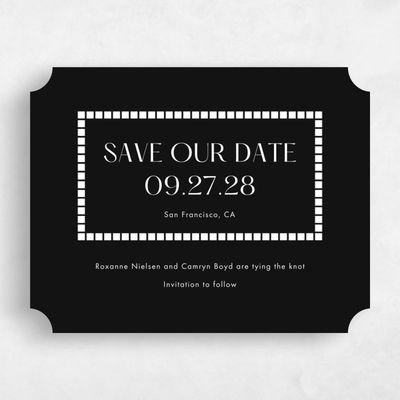 Black Ticket Wedding Save the Date - Redwood Landscape