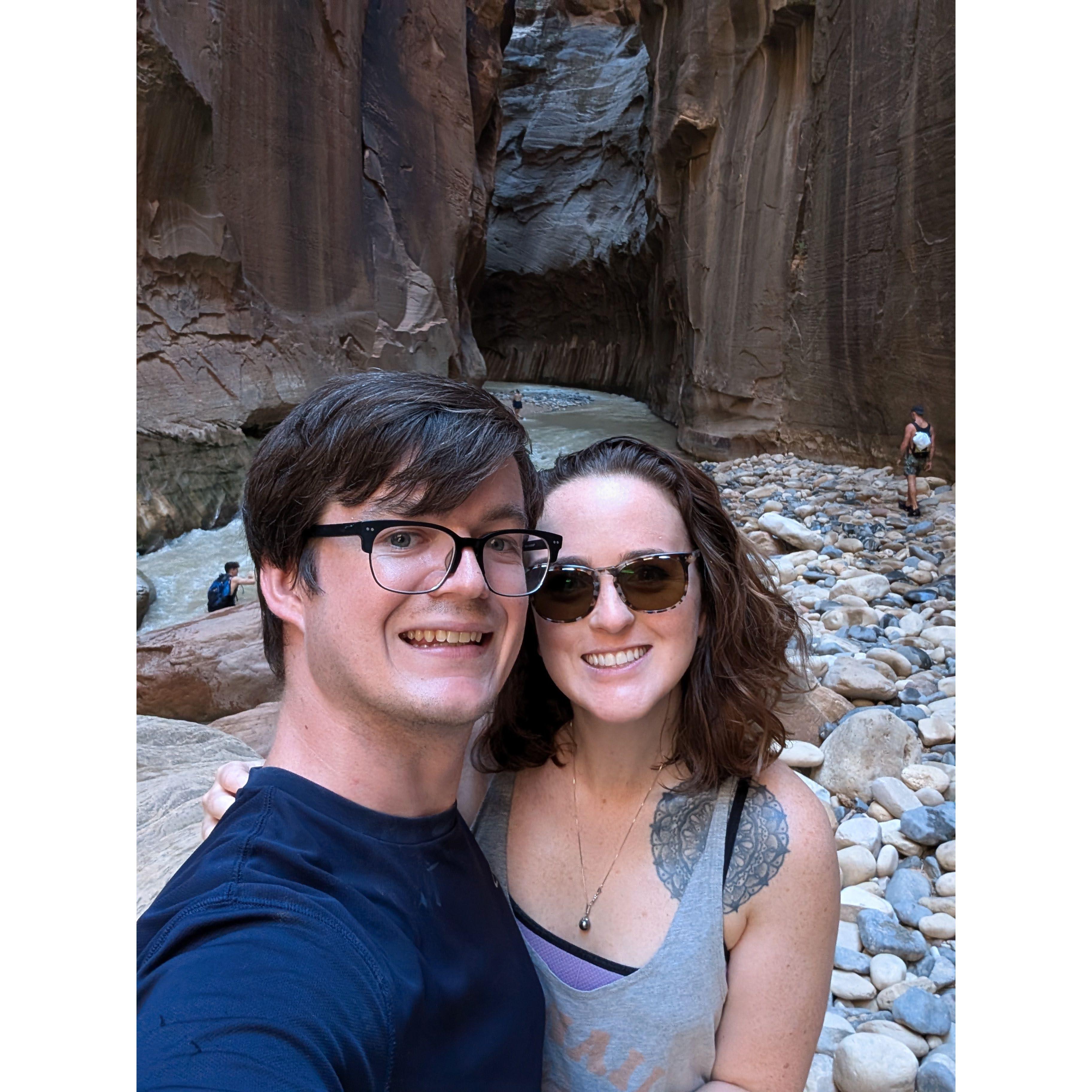 Breaking Sydney's ankles on our engagement trip, tromping through the Narrows