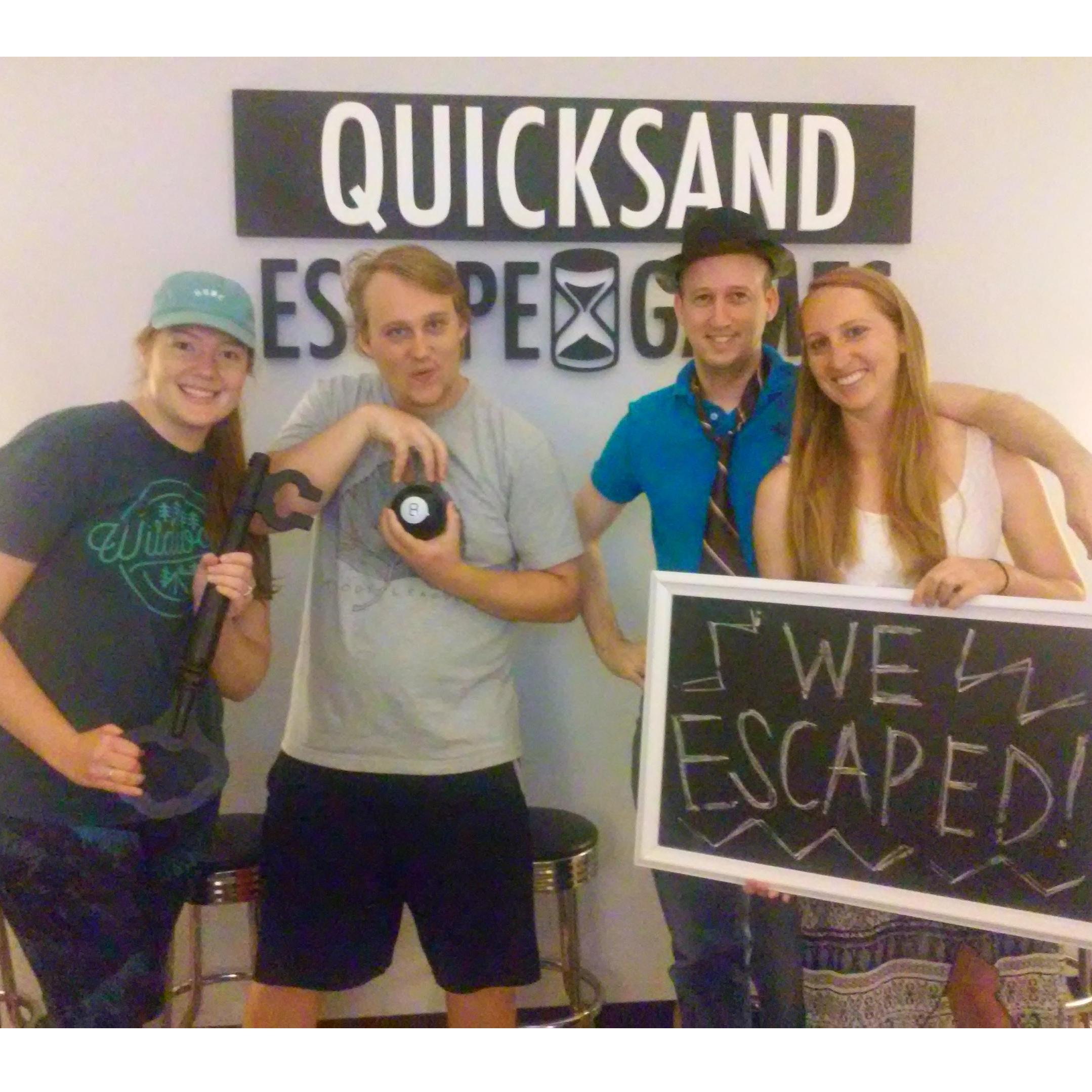 Winning at Escape Room again with Jake and Mel in July 2018