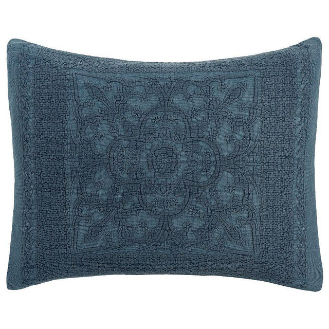 Medallion Matelasse Sham, Indigo, Standard