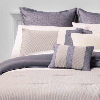 King Alden Stripe 8pc Bed Set Blue
