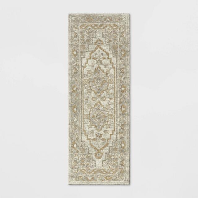 2'4"X7' Runner Wool Tufted Geometric Persian Rug Cream - Threshold™