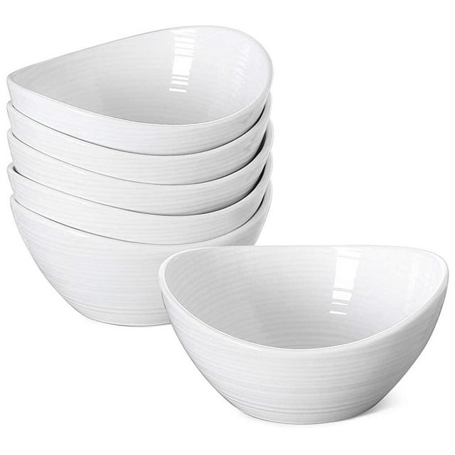LE TAUCI Small Bowl 10 Ounce, 5.2 inch Small Side Dishes, Ceramic bowls for Dessert, Ice Cream, Snack, Fruit, Dipping Sauce Bowls- Set of 6, White