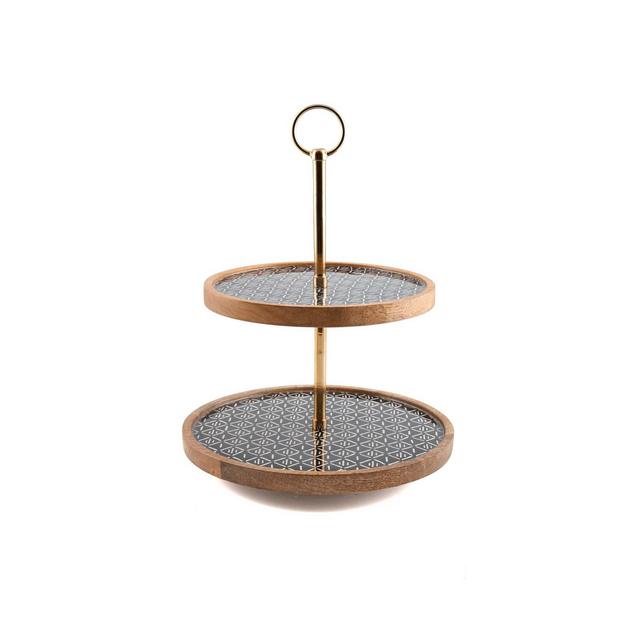 Thirstystone Modern Global Two-Tier Wood & Enamel Stand