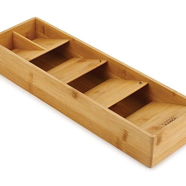 Joseph Joseph DrawerStore Compact Cutlery Organizer Kitchen Drawer Tray, Small, Bamboo