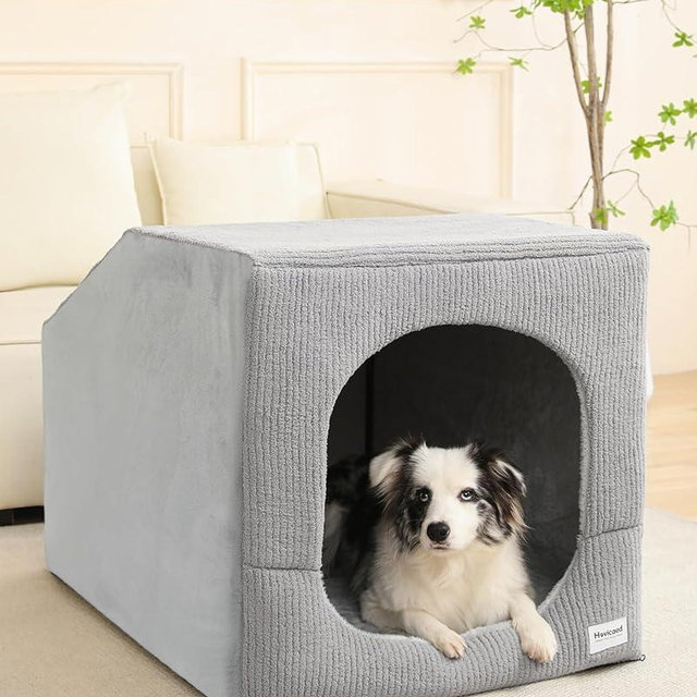 Hovicaed Indoor Dog House for Extra Large Medium Small Sized Dogs - Dog Tent with Washable Removable Cover, Pet Orthopedic Dog Cave Bed Egg-Crate Foam Cushion, Inside Dog House Large Space(XL)