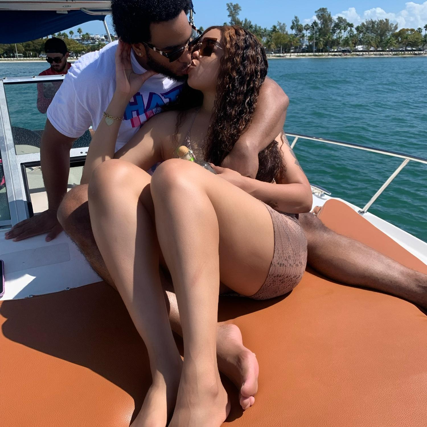 A 1st of many double dates. We were out in Miami on a boat!