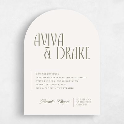 Beige Arch Wedding Invitation - Trogir Portrait