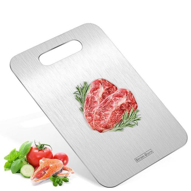 Stron-Dura Cutting Boards for Kitchen, Titanium Cutting Board, Foodgrade Stainless Steel Cutting Board for Meat,Fruit, Vegetables, Outdoor or Indoor, M 13.4" * 9"