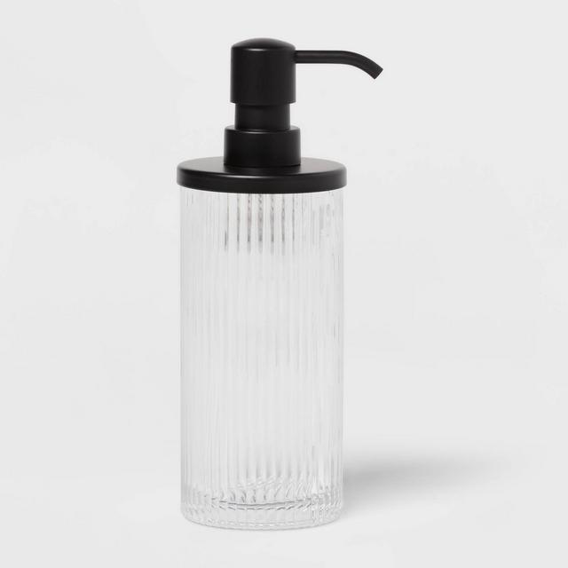 Ribbed Glass Soap Pump Black - Threshold™