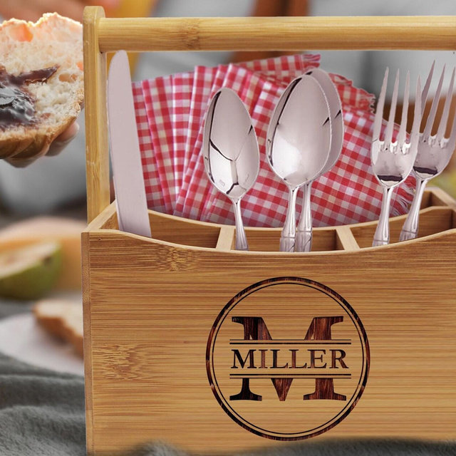 Personalized Utensil Holder, Silverware Holder, Kitchen Tool Holder, Utensil Caddy, Wood Napkin Holder, Kitchen Utensil Holder