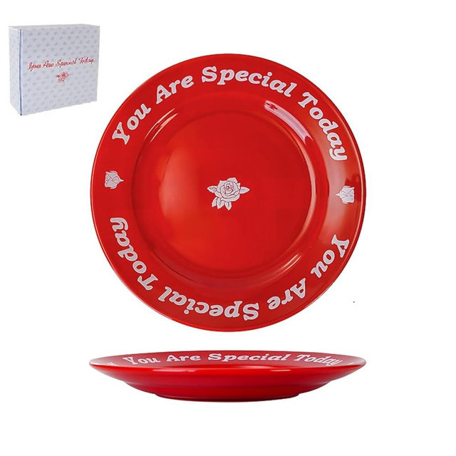 Wilupry You Are Special Today Red Plate, 10.63" Ceramic Dish, Unique Celebration Plate for Birthday, Wedding, Party, Anniversary, Baby Showers, Dinner, Engagements（1PCS）