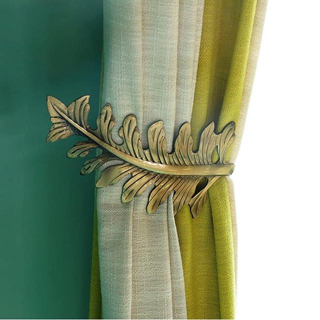 YYC Set of 2 American Style Leaf Curtain Wall Hook Drapery Window Treatment Holdback (Bronze)