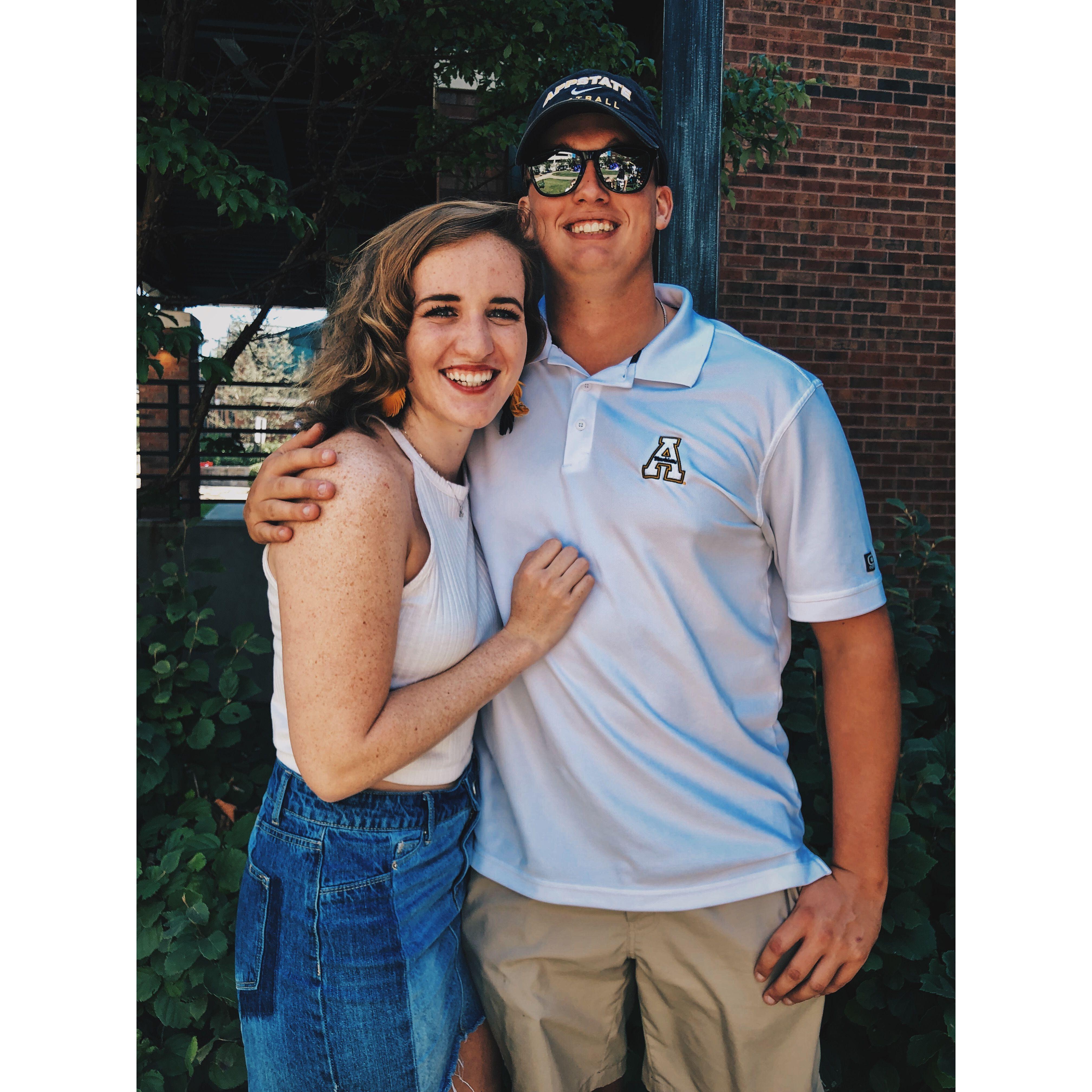 First Appalachian State game day as a couple!