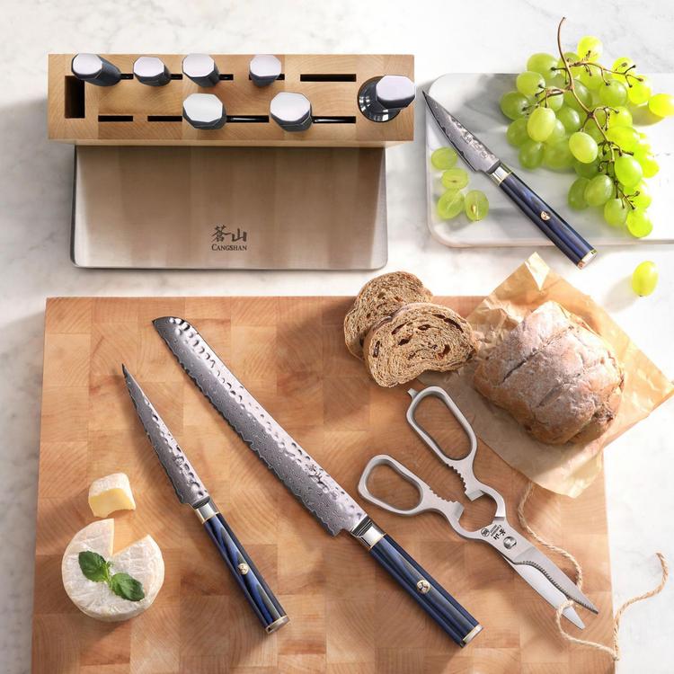 Cangshan Kita Blue 6-Piece HUA Knife Block Set Blue Block +