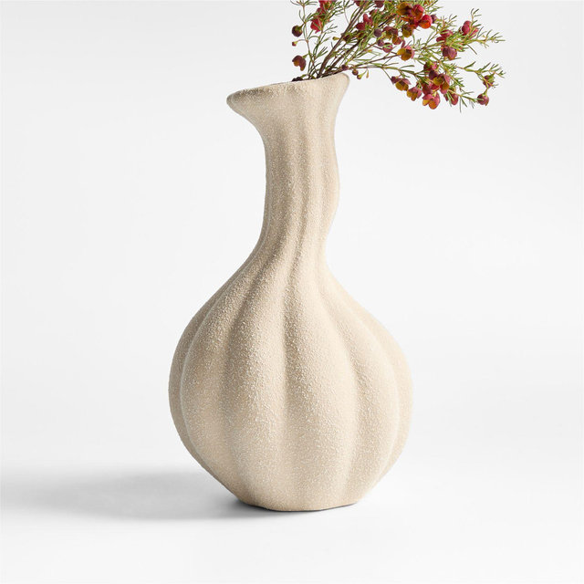 Gourdgeous Small Cream Earthenware Vase 9.5"