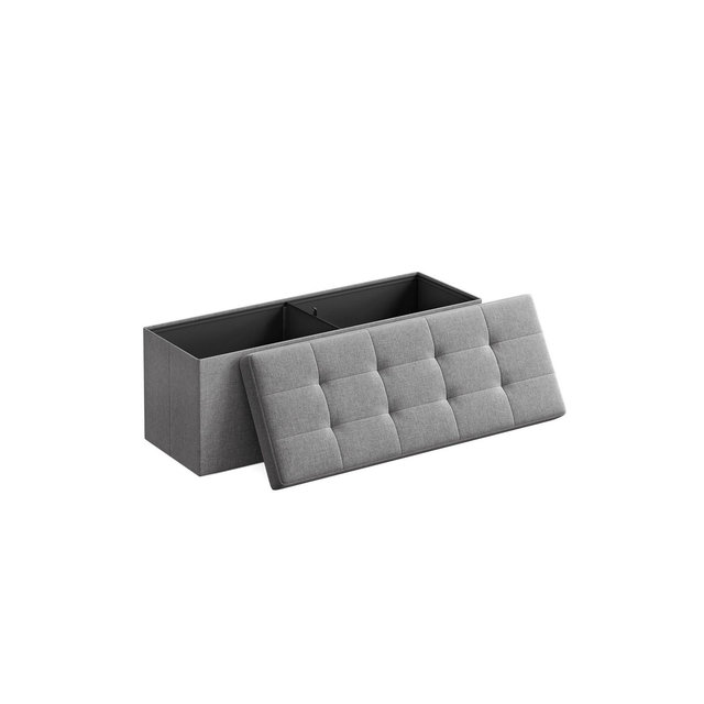 SONGMICS 43 Inches Folding Storage Ottoman Bench Storage Chest Light Gray