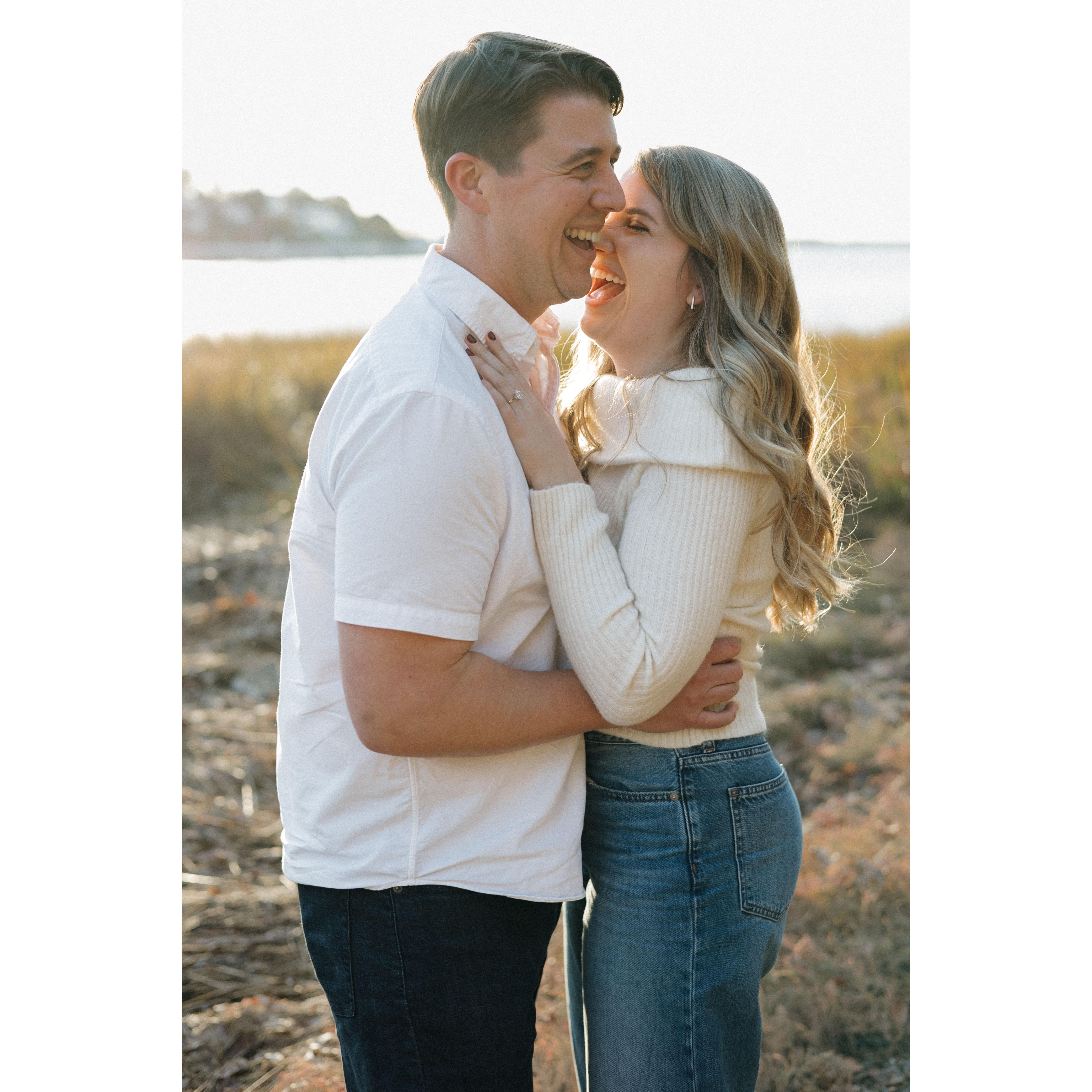 The engagement photo shoot! Their friend Tory Mackay gifted them a session with a photographer for the shoot. The pictures were taken at Webb Park in Weymouth on a Sunday afternoon. So much fun!