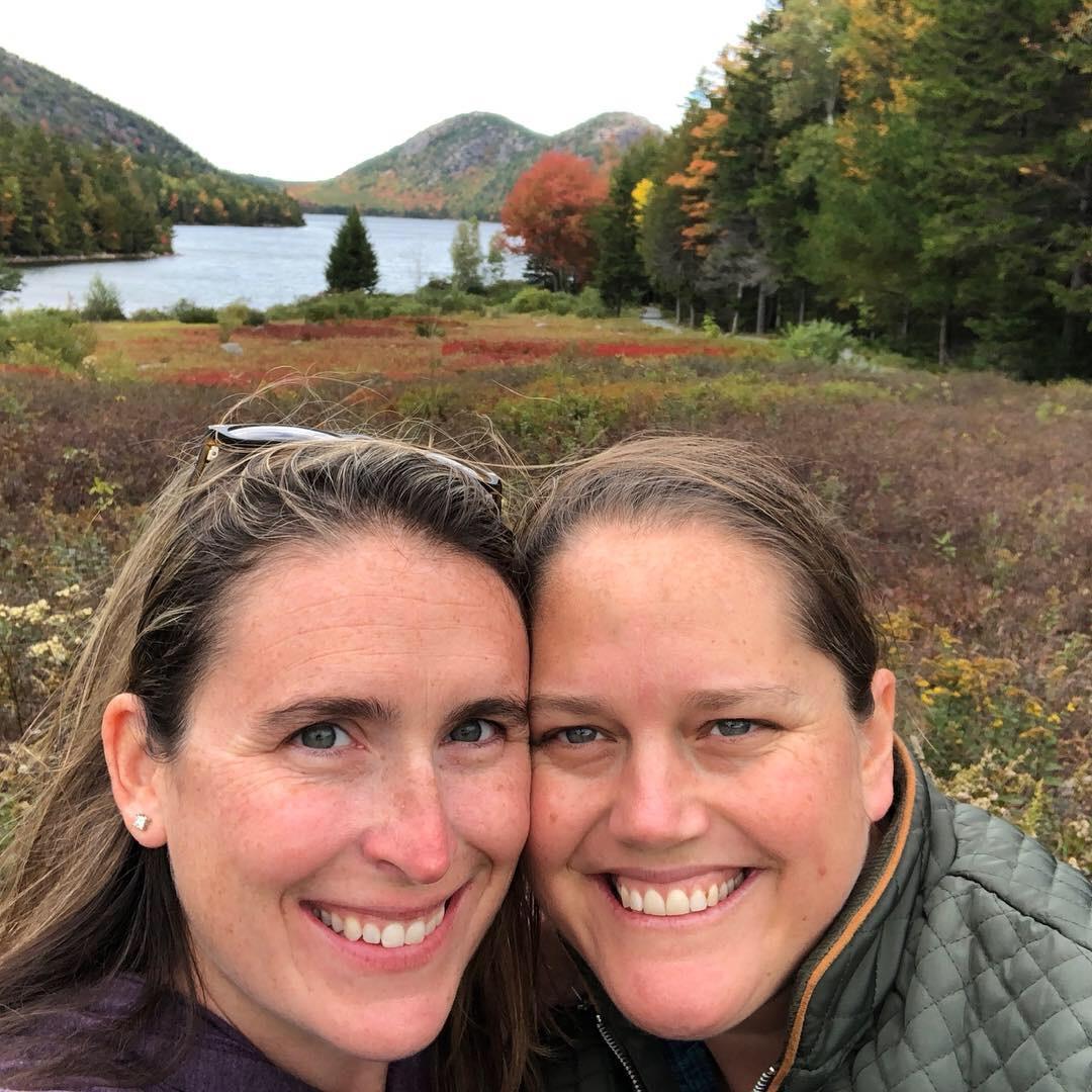 Right after Liza proposed, Jordan Pond, Acadia National Park, Maine.