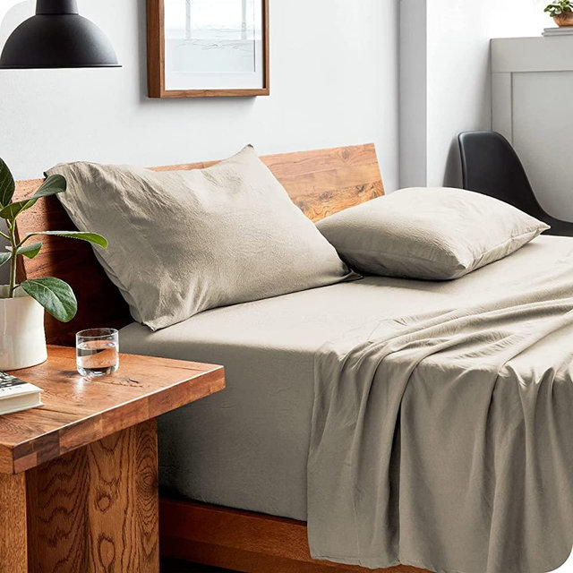 Bare Home Sandwashed King Sheet Set - Premium 1800 Ultra-Soft Microfiber King Bed Sheets - Incredible Softness - Deep Pocket - Bedding Sheets & Pillowcases (King, Sandwashed Fog)