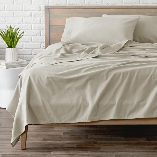 Cream Cotton Flannel Queen Sheet Set by Bare Home