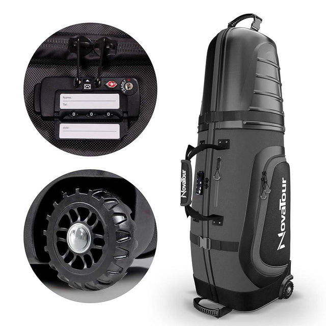 Golf Travel Bag for Airlines: Hard Case Top, Waterproof Zippers, 1680D Oxford Fabric, Built-in TSA Lock, Oversized Tank Wheels, Lightweight, Easy to Maneuver – Maximum Club Protection