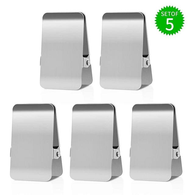 Stainless Steel Chip Bag Clips,Large Heavy Duty Clip for Office Kitchen School,Great for Paper/Food/Photo,DIY Clamps for Record Text (5Pcs)-BURLIHOME