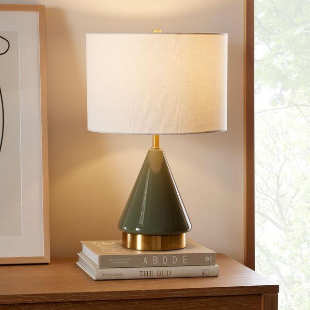 Metalized Glass Table Lamp, Small, Celadon Green, S/2