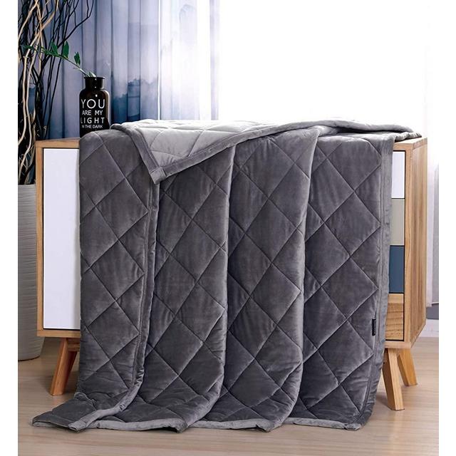 MANLINAR Plush Weighted Blanket Minky Warm for Adult (60''x80'' 15lbs) 100% Natural Crystal Velvet with Premium Glass Beads, Gray