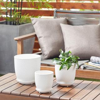 3-Piece Hammered Stoneware Planter Set