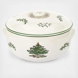 Christmas Tree Round Covered Casserole