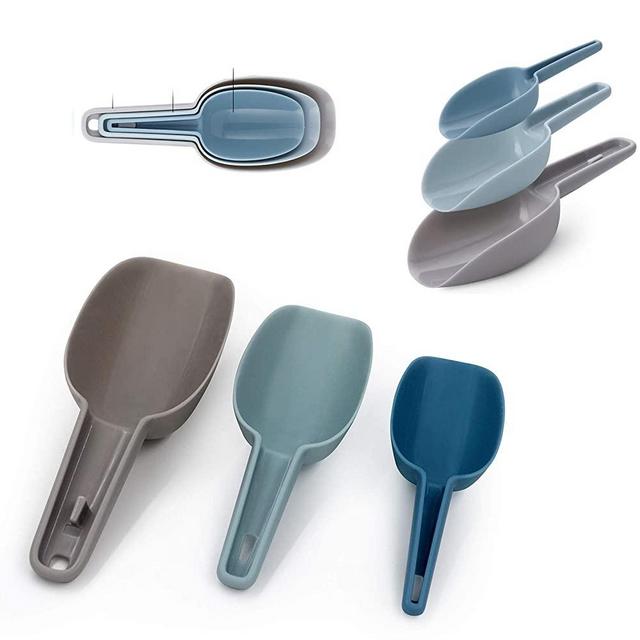 Set of 3 Multi-purpose Plastic Flour Scoop Kitchen Ice Scooper for Canisters, Flour, Powders, Dry Foods, Candy, Popcorn, Coffee Beans Pet Food