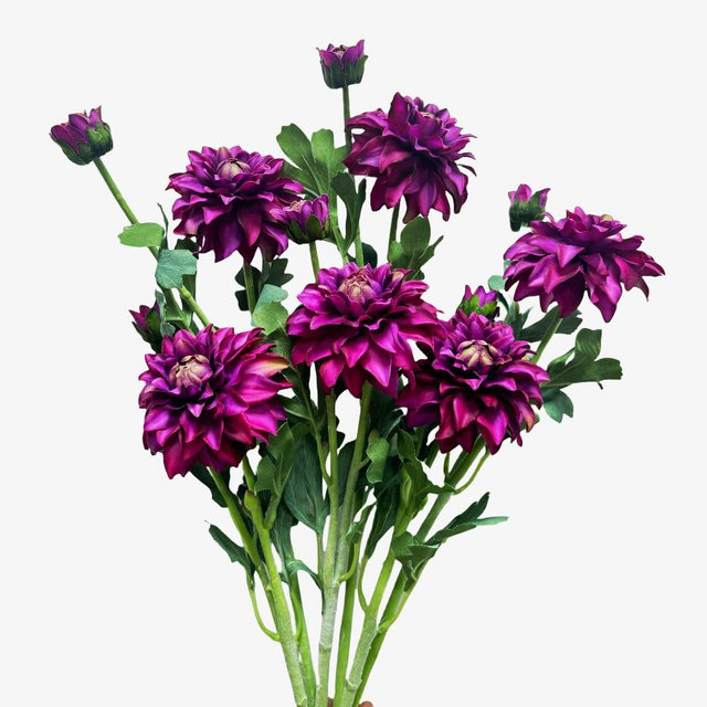 Urier Artificial Dahlias,Silk Flowers with Stems,Winter Flowers Artificial for Decoration,Long Stem Artificial Flowers for Tall Vase,Wedding Party Decor Spring Decorations for Home (6, Purple)