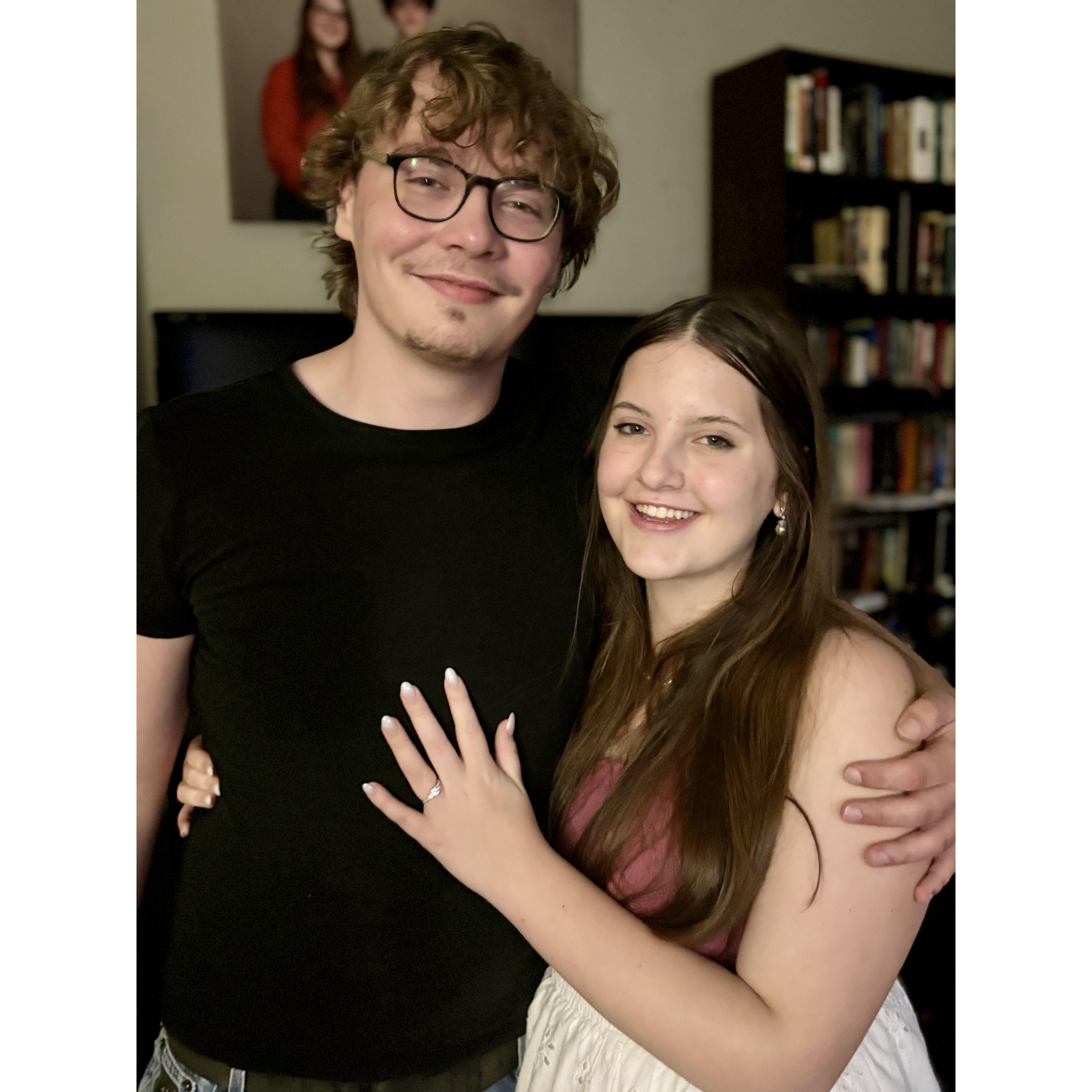 The happy couple right after their engagement