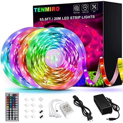 65.6ft Led Strip Lights, Tenmiro Ultra-Long RGB LED Lights Strip 5050 LED Tape Lights Flexible Color Changing LED Lights with 44 Keys IR Remote for Bedroom, Kitchen, DIY Home Decoration(4X16.4ft)