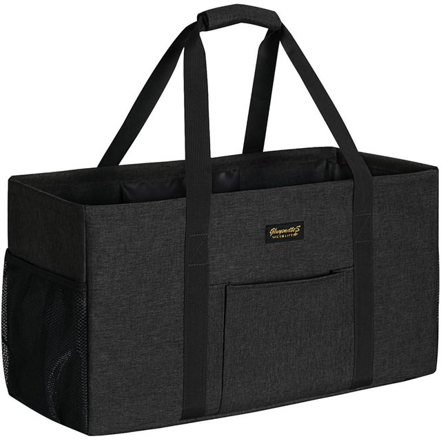 GhvyenntteS Extra Large Utility Tote Bag with Metal Wire Frame & Reinforced Bottom Board, Standing, Collapsible Utility Tote